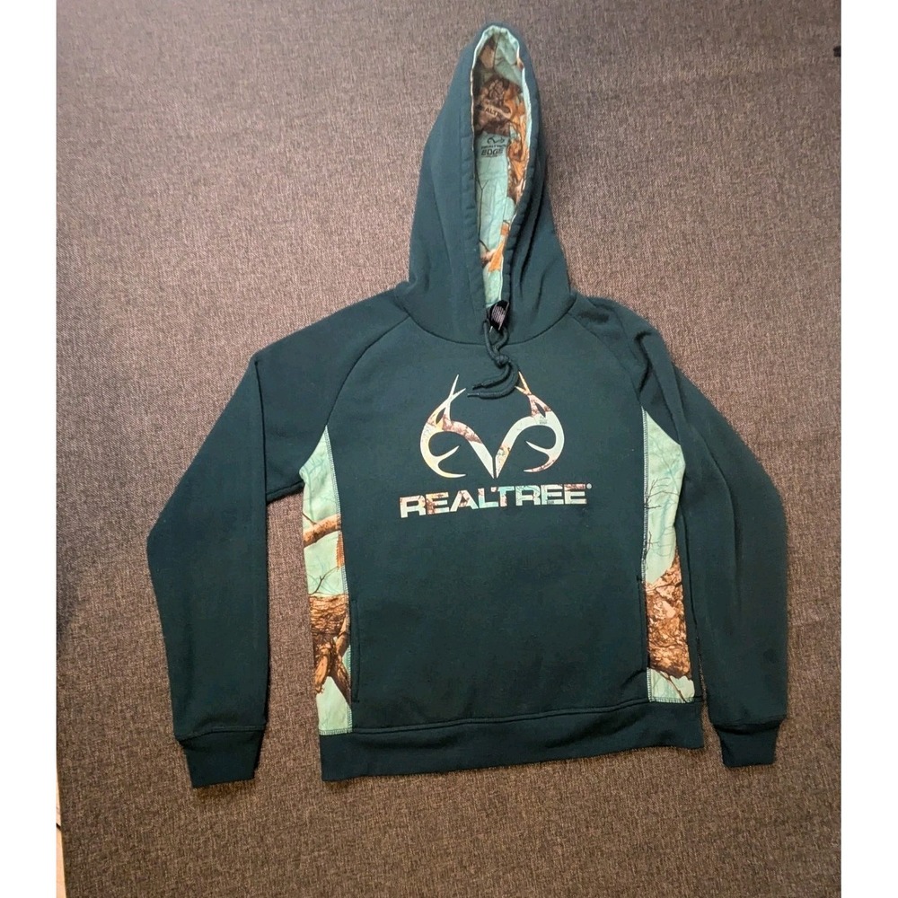 Realtree Men's Hoodie Size Medium Green Forest Outdoors Pullover Jacket Hunting